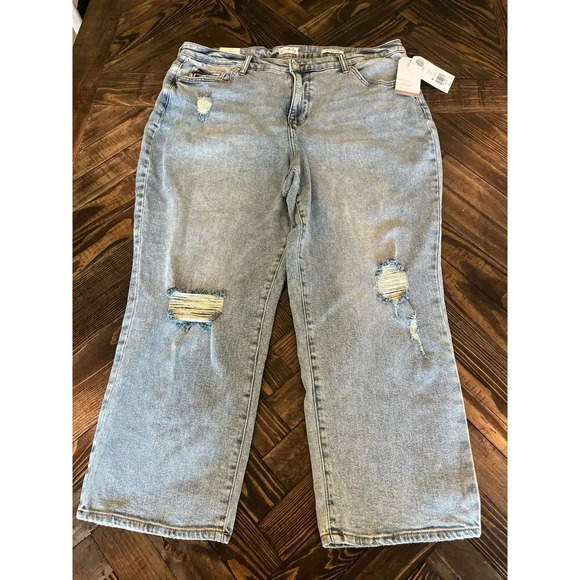 wonderly Denim - NWT Wonderly Jeans Vintage Straight 18W Plus Size Distressed Grunge Western Boho